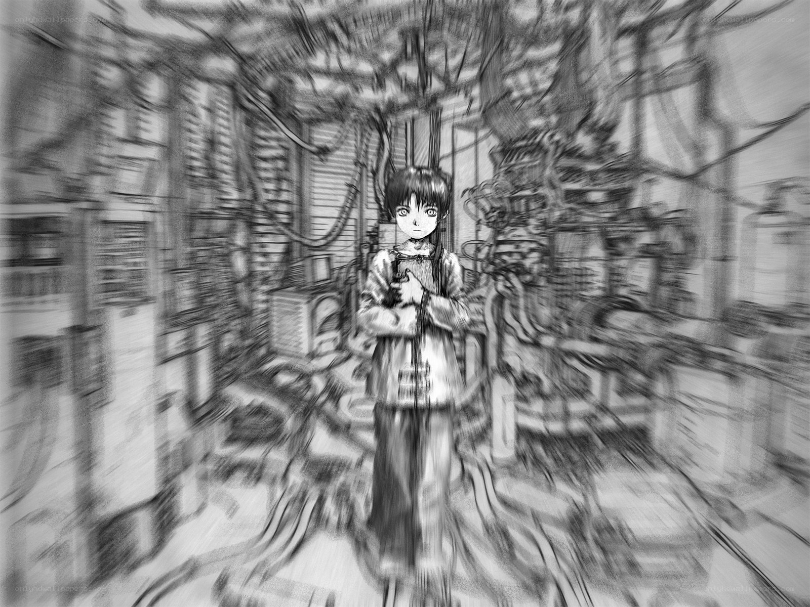 anime character in industrial setting