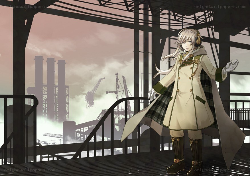 anime character in industrial setting