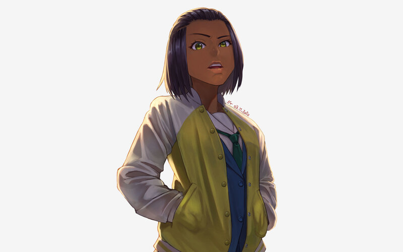 Anime Character in Jacket — Yellow, Neutral