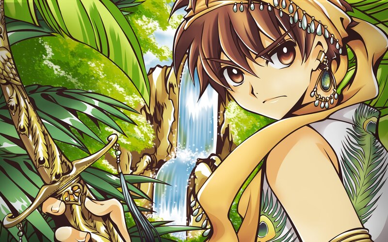 anime character in jungle