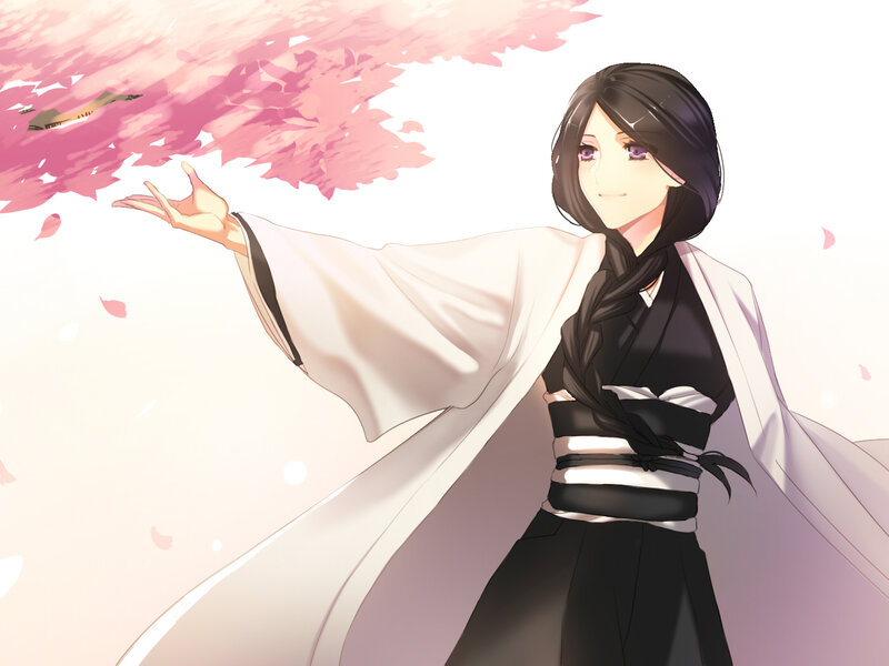 Anime Character in Kimono — Black, Serene