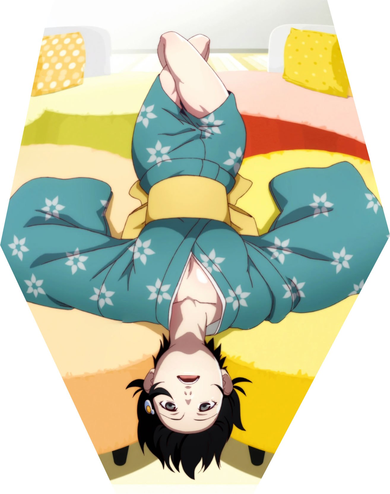 anime character in kimono lying down