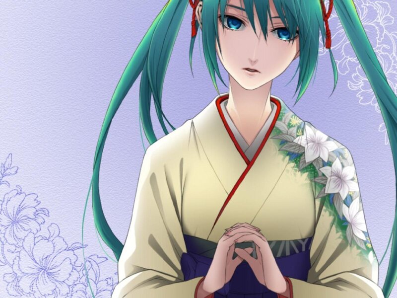 Anime Character in Kimono — Purple, Calm