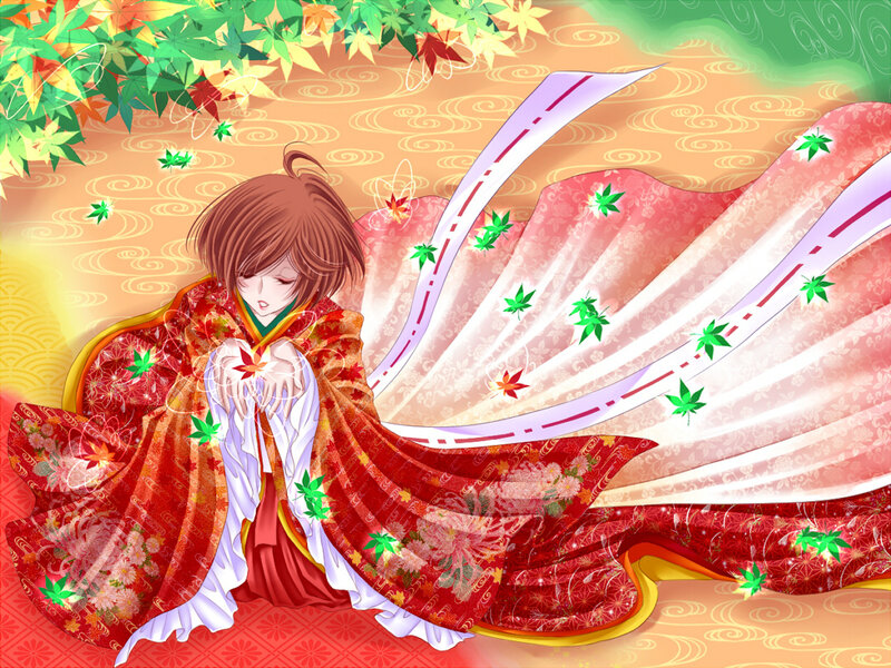 Anime Character in Kimono — Red, Serene
