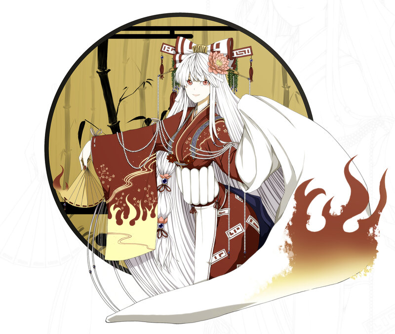 Anime Character in Kimono — White, Serene