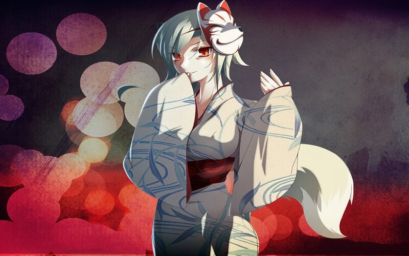 Anime Character in Kimono — White