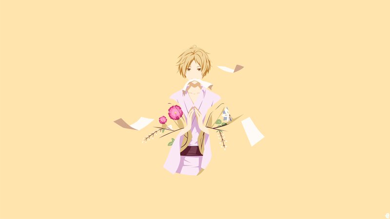 Anime Character in Kimono — Yellow, Calm, Flowers