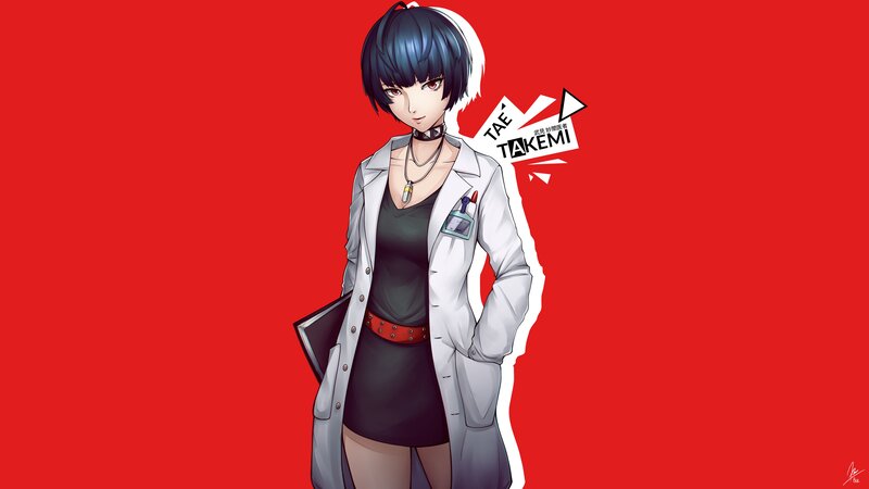 Anime Character in Lab Coat — Red
