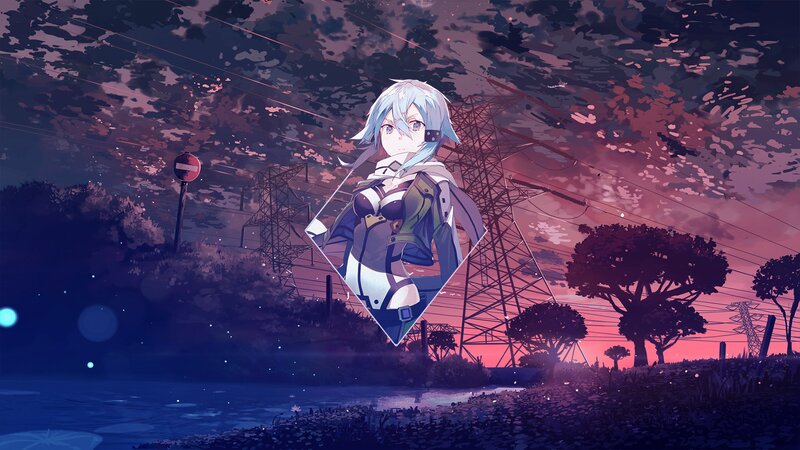 Anime Character in Landscape — Purple