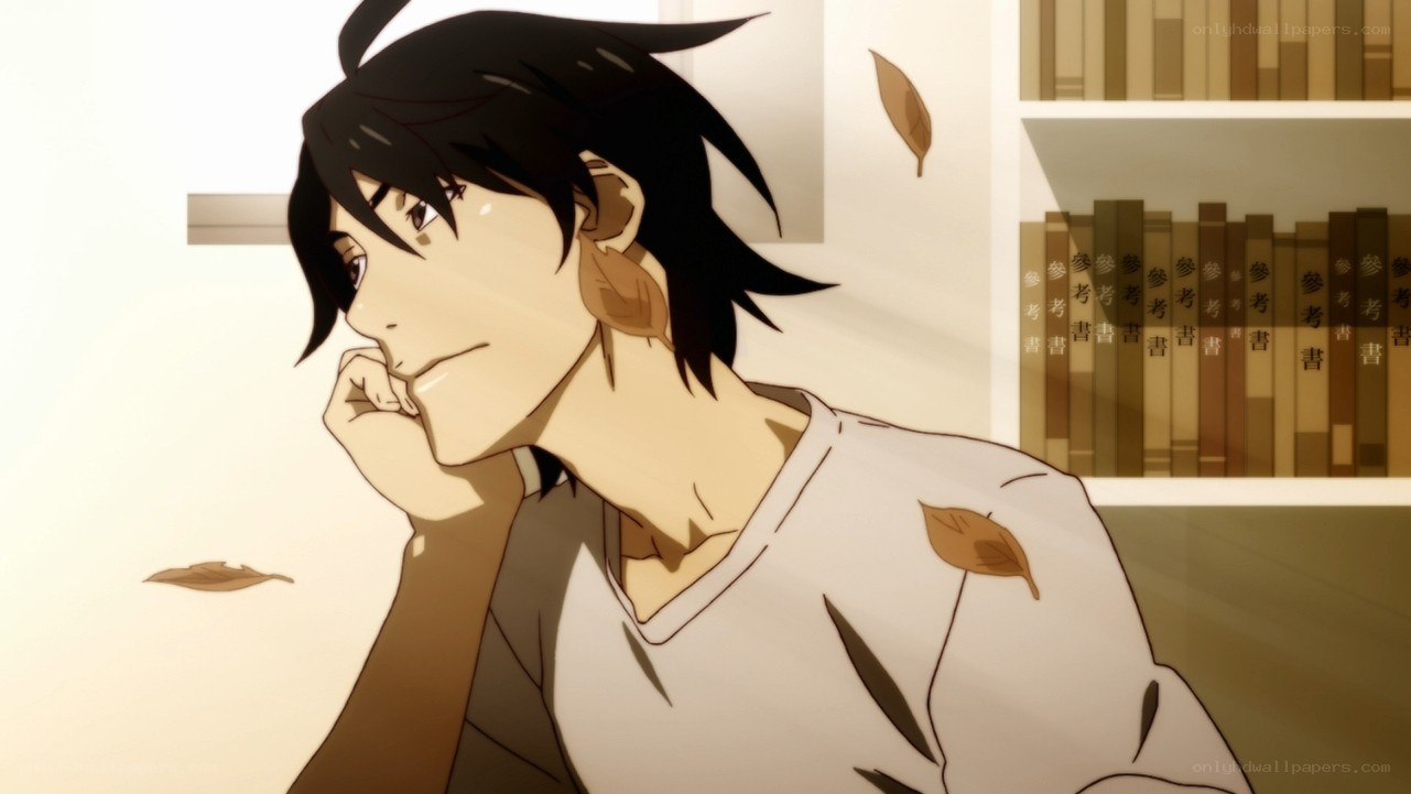anime character in library