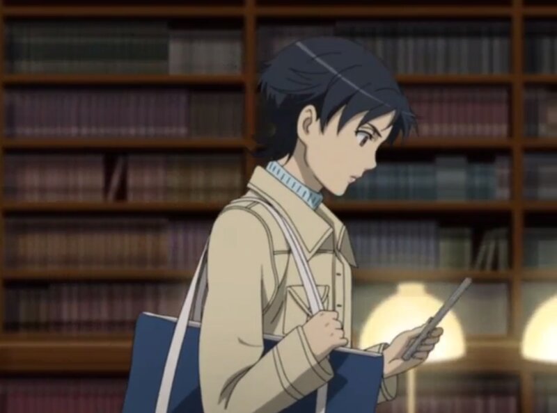 Anime Character in Library — Blue