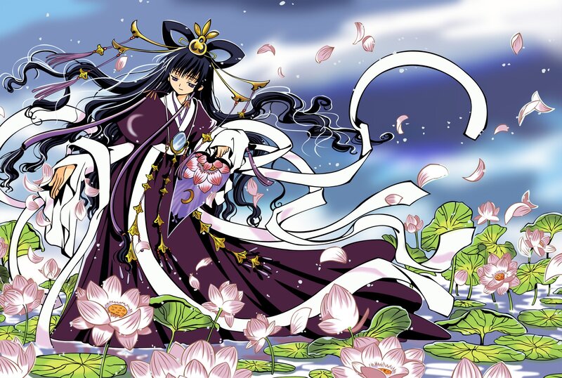 anime character in lotus pond