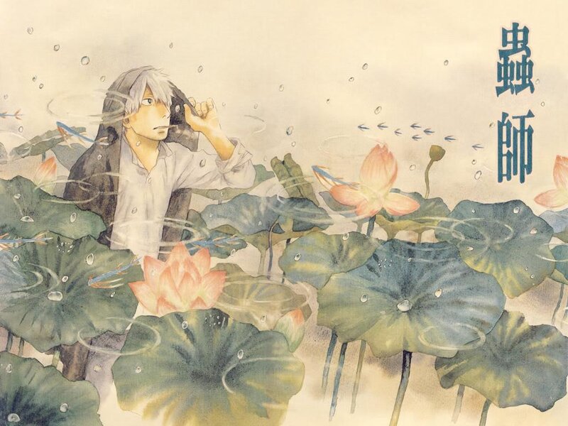 Anime character in lotus pond