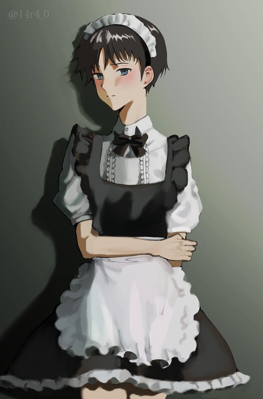 Anime Character in Maid Outfit — White, Dramatic