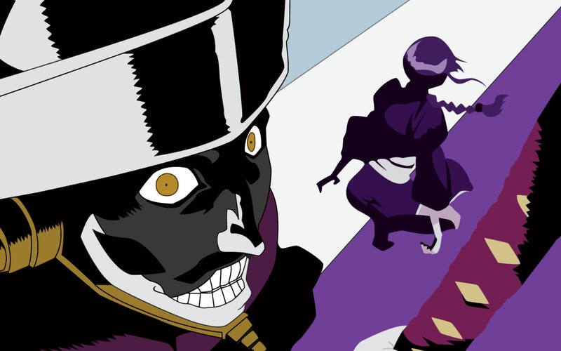 Anime Character in Mask — Black, Dramatic, Sword