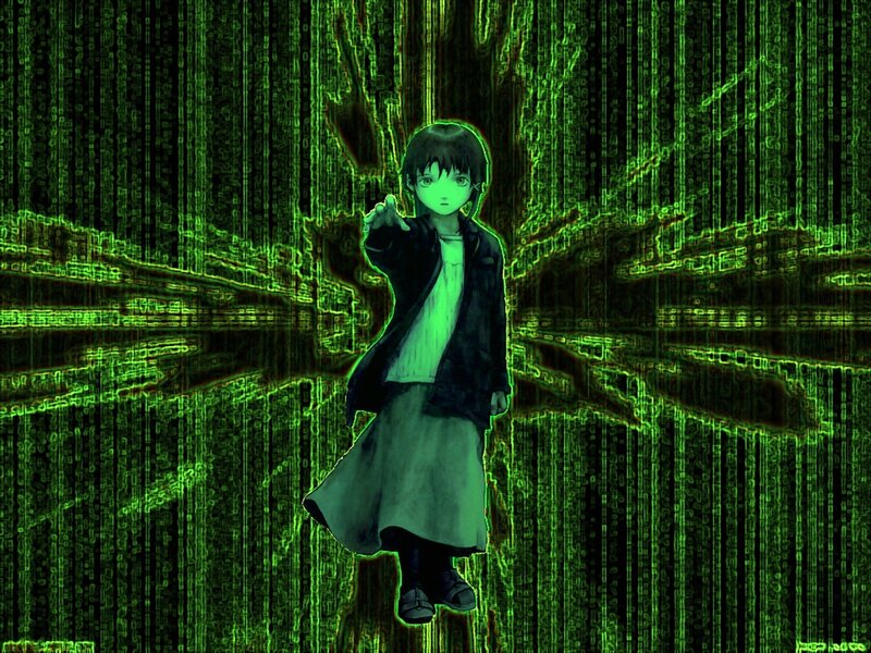 anime character in matrix code