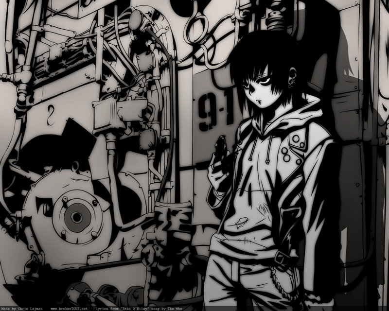 anime character in mechanical setting