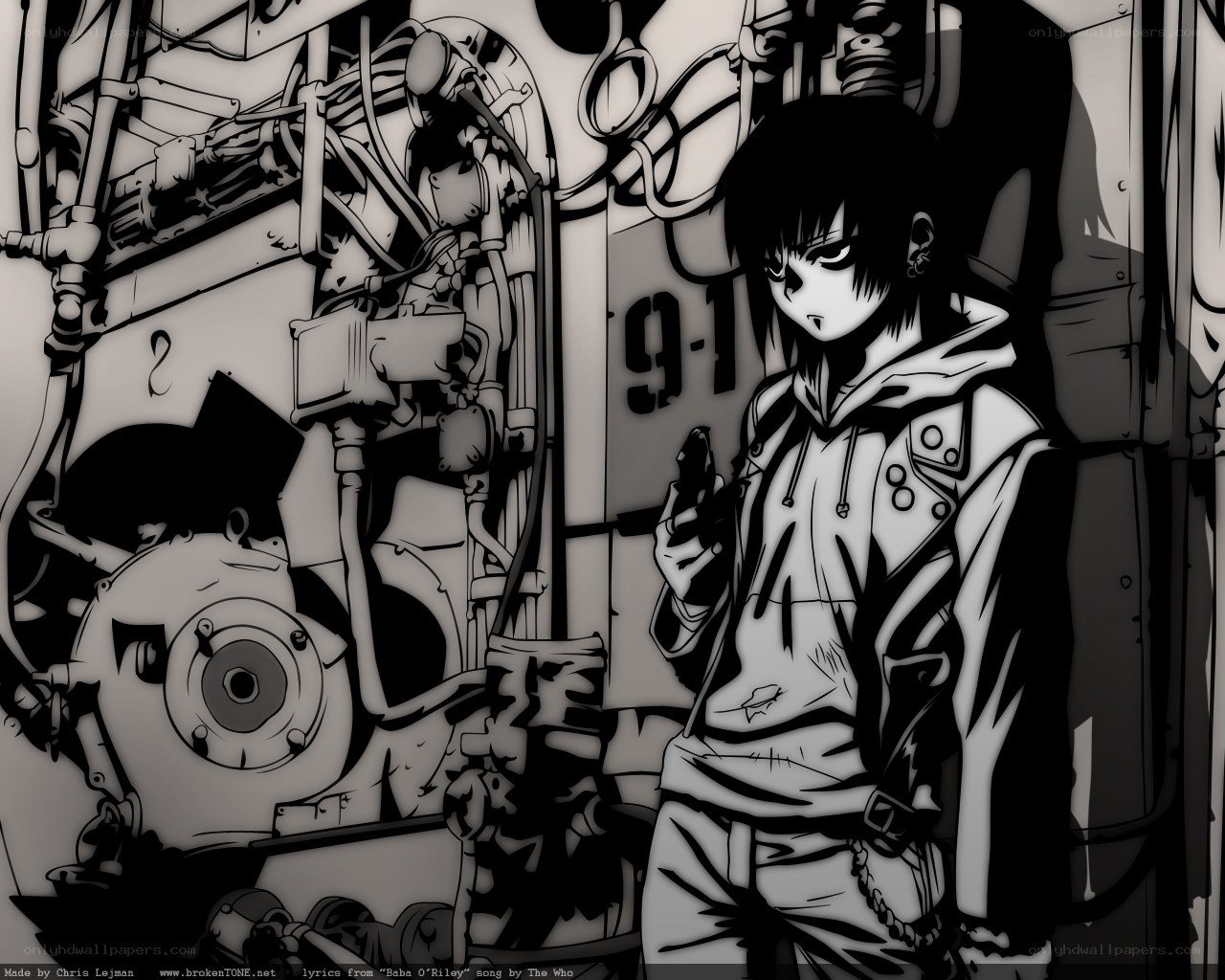 anime character in mechanical setting