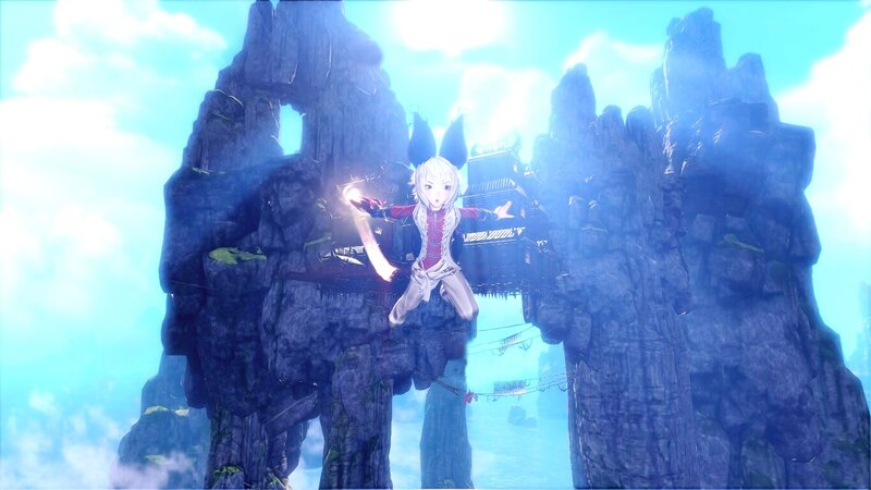 Anime Character in Mid-air — Blue, Dramatic, Afternoon, 3d Render