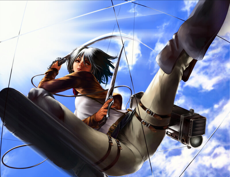 Anime Character in Mid-air — Blue, Dramatic, Afternoon
