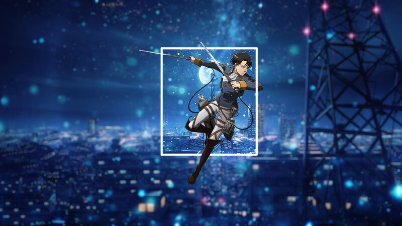 Anime Character in Mid-air — Blue, Dramatic, Night, Cityscape