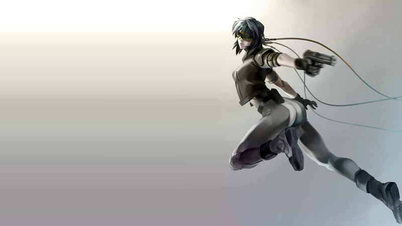 Anime Character in Mid-air — Gray