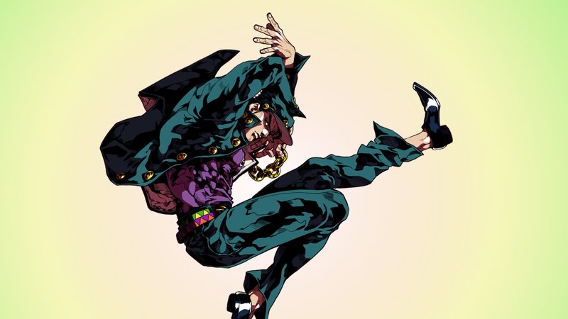 Anime Character in Mid-air — Green, Dynamic