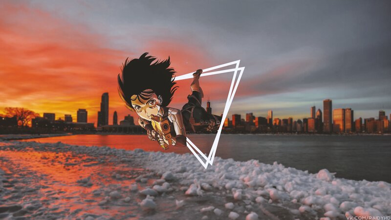 Anime Character in Mid-air — Orange