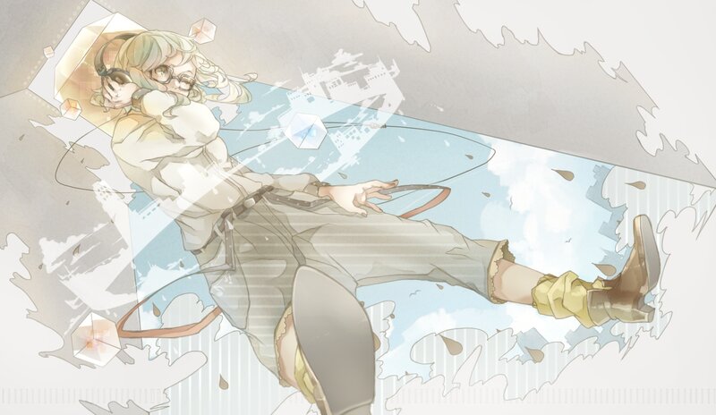 Anime Character in Mid-air — White, Dynamic, Digital Art
