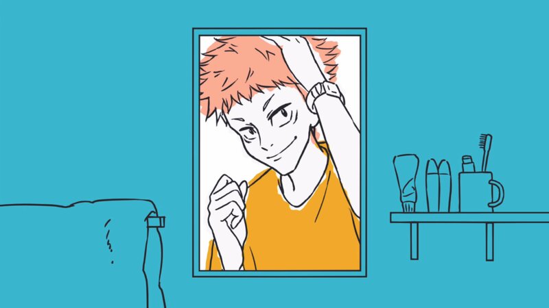 Anime Character in Mirror — Blue