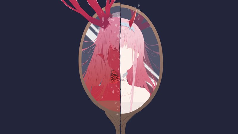 Anime Character in Mirror — Pink