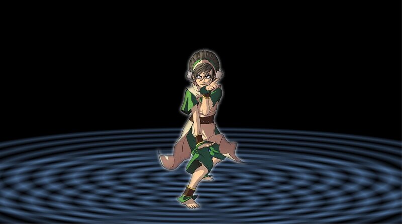 Anime Character in Motion — Black, Dramatic, Green and Brown Outfit