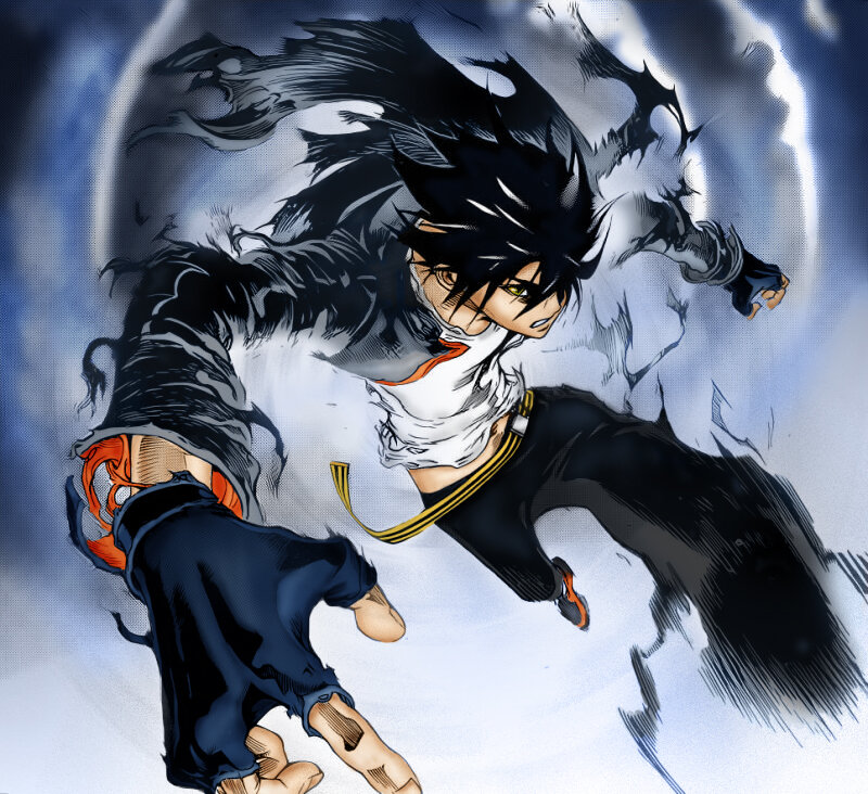Anime Character in Motion — Black, Dramatic, Manga, Action