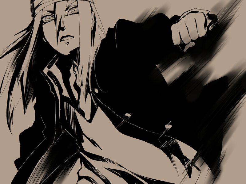 Anime Character in Motion — Black, Dramatic, Manga, Long Hair