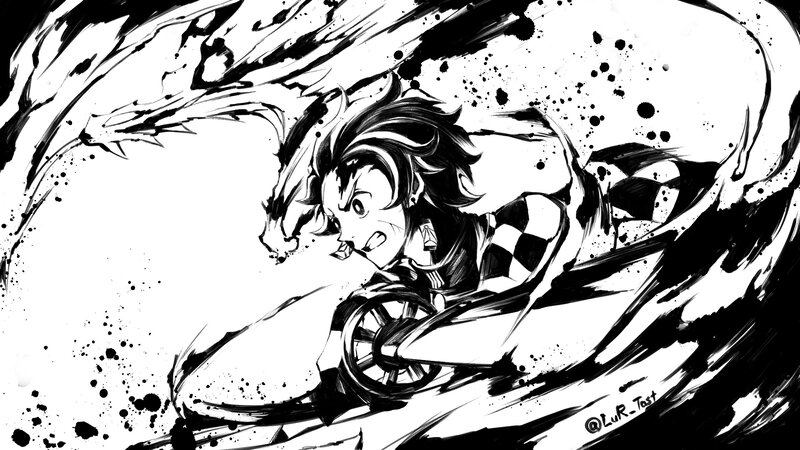 Anime Character in Motion — Black, Dramatic, Manga, Sword