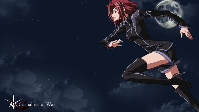 Anime Character in Motion — Black, Dramatic, Night, Moon