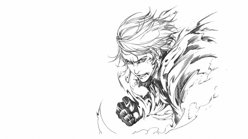 Anime Character in Motion — Black, Intense, Manga