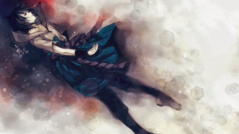 Anime Character in Motion — Blue, Dramatic, Digital Art, Clothing