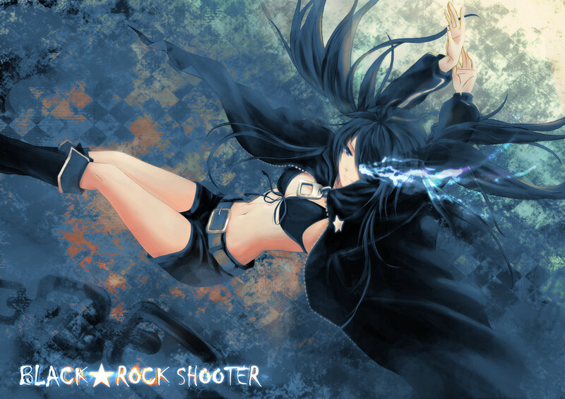 Anime Character in Motion — Blue, Dramatic, Digital Art, Long Black Hair, Black Outfit