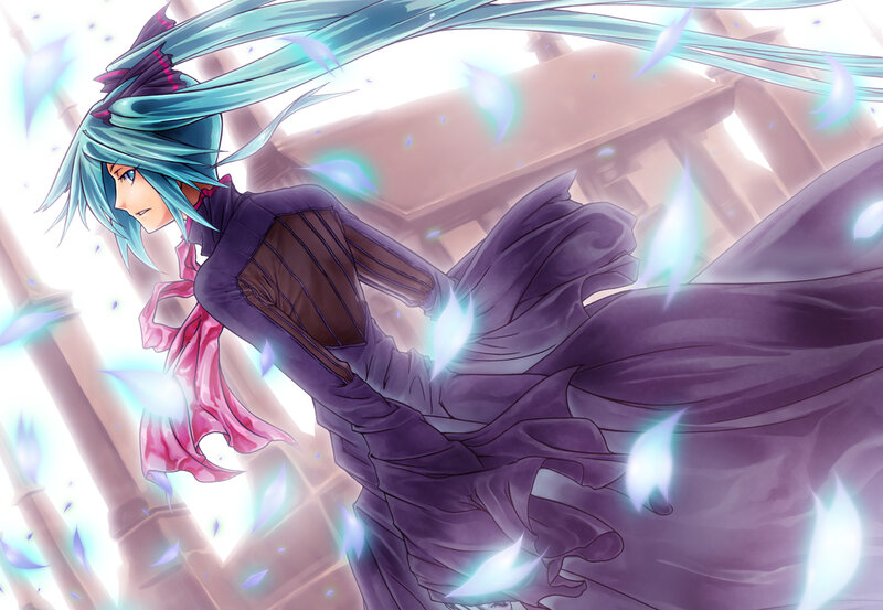 Anime Character in Motion — Blue, Dramatic, Digital Art, Long Hair