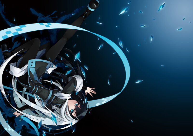 Anime Character in Motion — Blue, Dramatic, Digital Art, Sword
