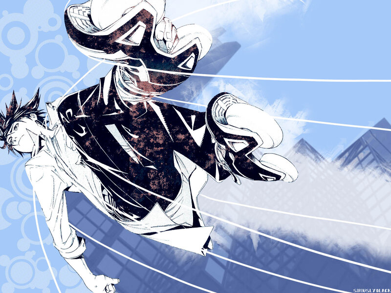 Anime Character in Motion — Blue, Dynamic, Afternoon