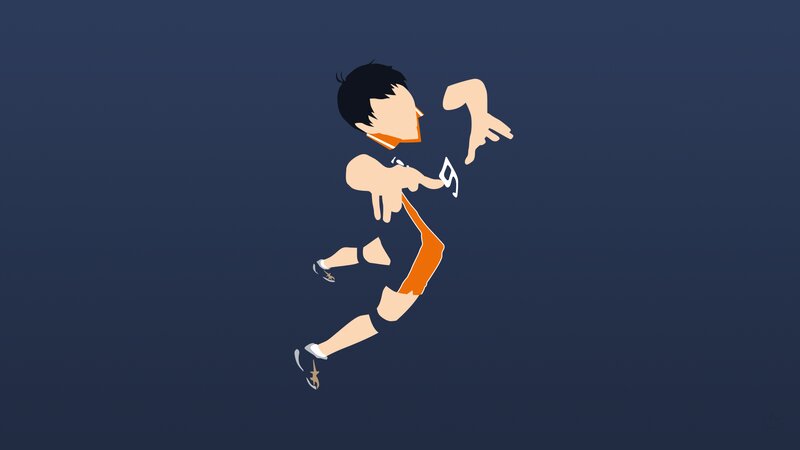 Anime Character in Motion — Blue, Dynamic, Minimalist Illustration