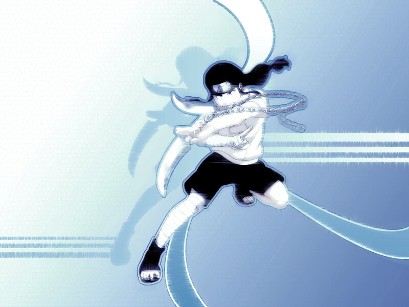 Anime Character in Motion — Blue, Dynamic, Sword, Chain