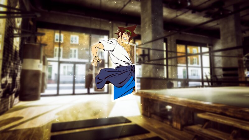 Anime Character in Motion — Brown, Dynamic, Afternoon