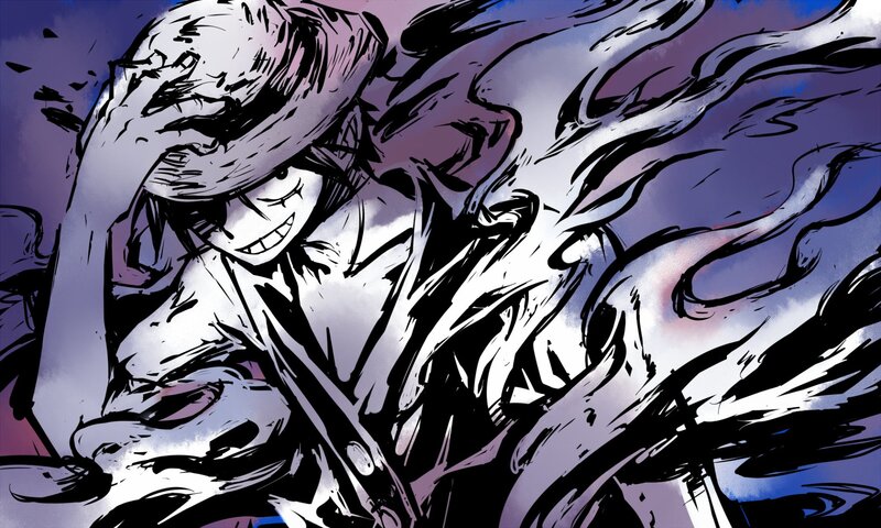 Anime Character in Motion — Purple, Dramatic, Manga, Hat