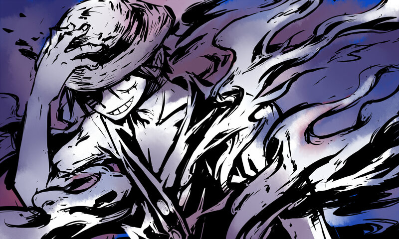 Anime Character in Motion — Purple, Dramatic, Manga