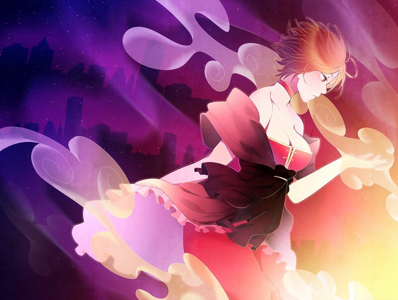 Anime Character in Motion — Purple, Dramatic, Night