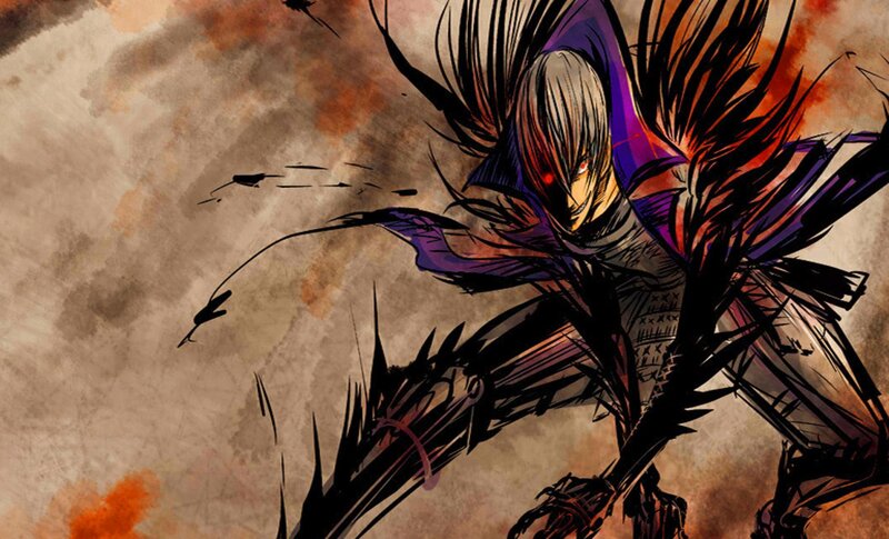 Anime Character in Motion — Purple, Dramatic
