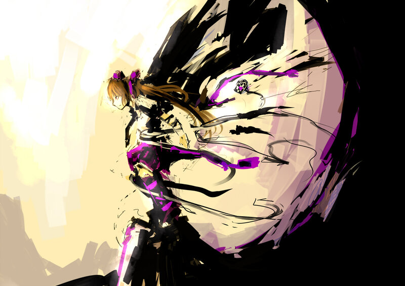Anime Character in Motion — Purple, Dynamic, Digital Art
